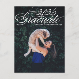 Elegant Script Class of 2025 Photo Graduation Announcement Postcard