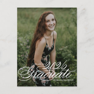 Elegant Script Class of 2025 Photo Graduation Announcement Postcard