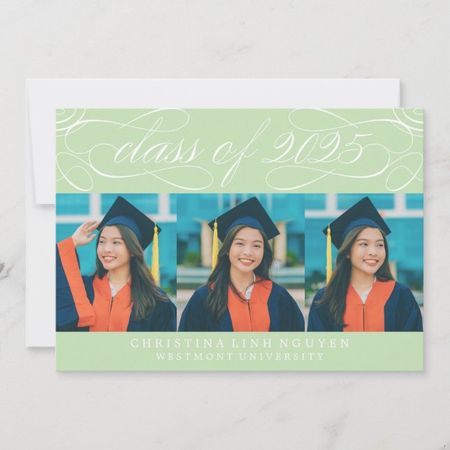 ELEGANT SCRIPT CLASS OF 2025 PHOTO GRADUATION INVITATION (Front)