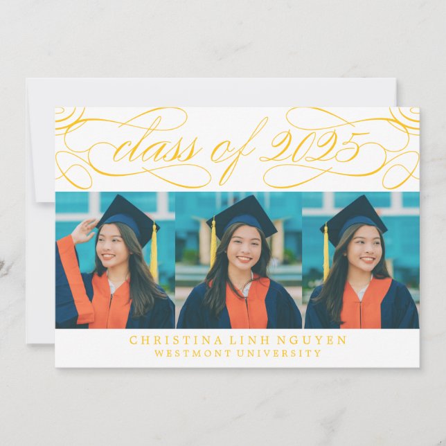 ELEGANT SCRIPT CLASS OF 2025 PHOTO GRADUATION INVITATION (Front)