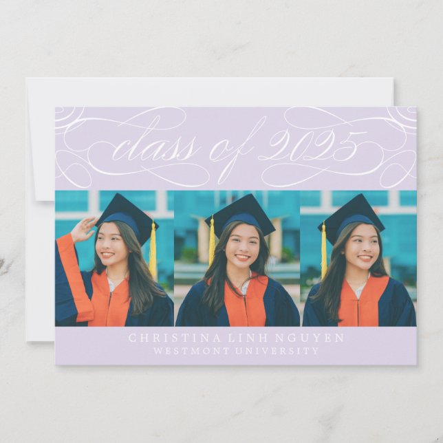 ELEGANT SCRIPT CLASS OF 2025 PHOTO GRADUATION INVITATION (Front)