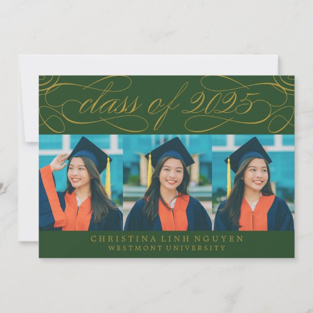 ELEGANT SCRIPT CLASS OF 2025 PHOTO GRADUATION INVITATION (Front)