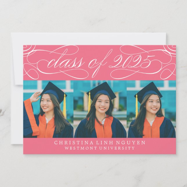 ELEGANT SCRIPT CLASS OF 2025 PHOTO GRADUATION INVITATION (Front)