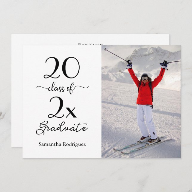 Elegant Script Class of 2025 Photo Graduation Invitation (Front/Back)