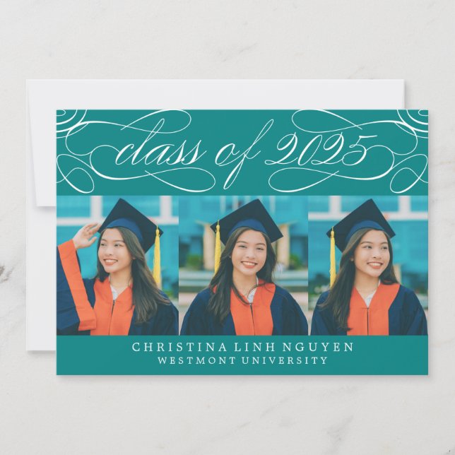 ELEGANT SCRIPT CLASS OF 2025 PHOTO GRADUATION INVITATION (Front)