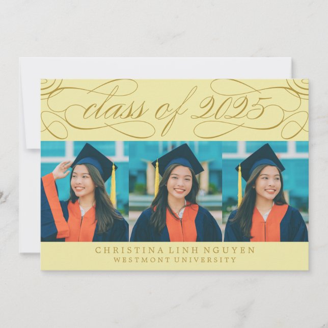 ELEGANT SCRIPT CLASS OF 2025 PHOTO GRADUATION INVITATION (Front)