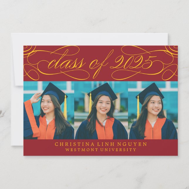 ELEGANT SCRIPT CLASS OF 2025 PHOTO GRADUATION INVITATION (Front)