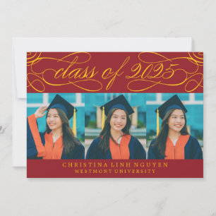 ELEGANT SCRIPT CLASS OF 2025 PHOTO GRADUATION INVITATION