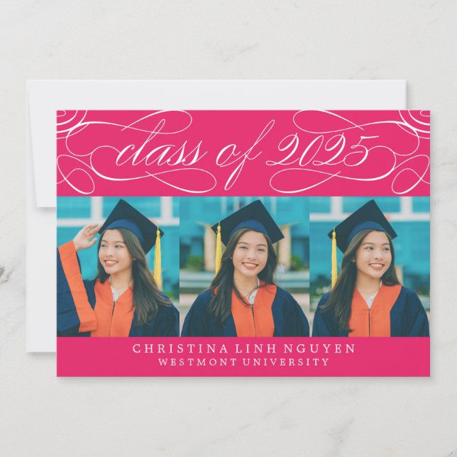 ELEGANT SCRIPT CLASS OF 2025 PHOTO GRADUATION INVITATION (Front)