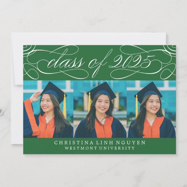 ELEGANT SCRIPT CLASS OF 2025 PHOTO GRADUATION INVITATION (Front)