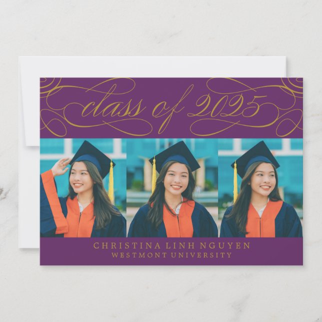 ELEGANT SCRIPT CLASS OF 2025 PHOTO GRADUATION INVITATION (Front)