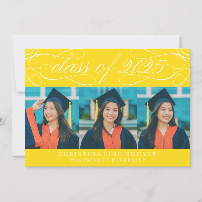 ELEGANT SCRIPT CLASS OF 2025 PHOTO GRADUATION INVITATION (Front)