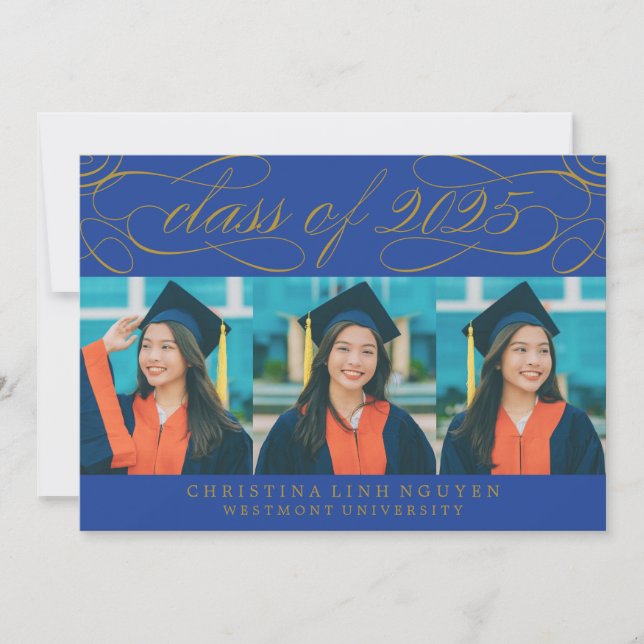 ELEGANT SCRIPT CLASS OF 2025 PHOTO GRADUATION INVITATION (Front)