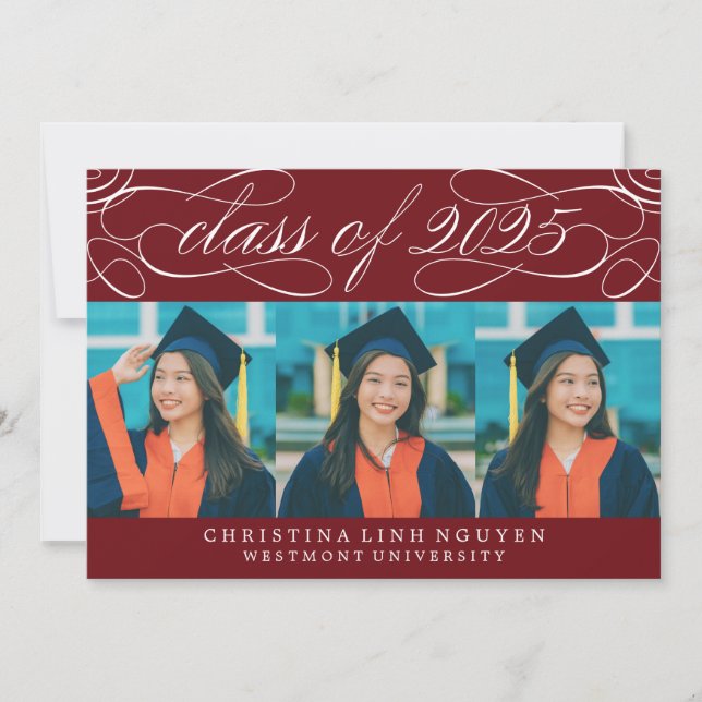 ELEGANT SCRIPT CLASS OF 2025 PHOTO GRADUATION INVITATION (Front)