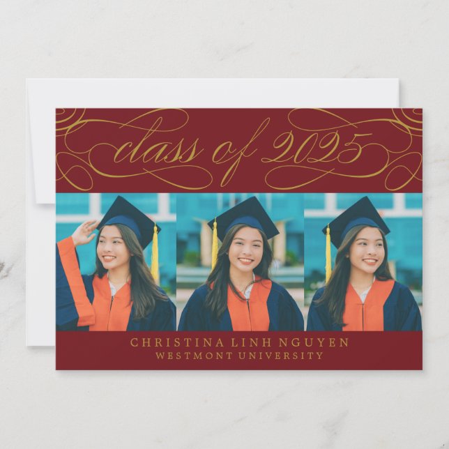 ELEGANT SCRIPT CLASS OF 2025 PHOTO GRADUATION INVITATION (Front)
