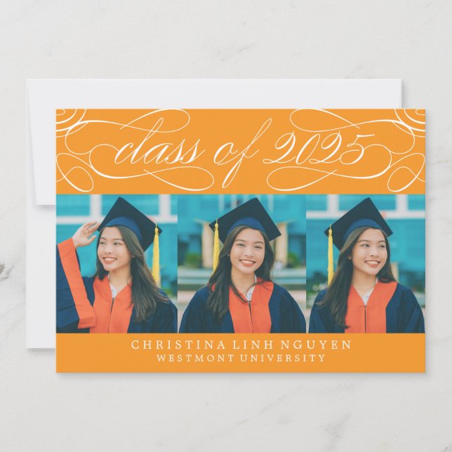 ELEGANT SCRIPT CLASS OF 2025 PHOTO GRADUATION INVITATION (Front)