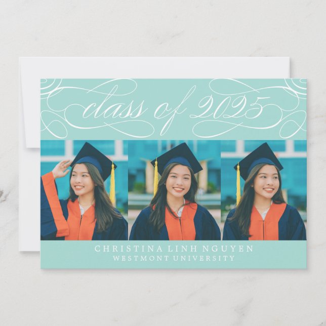 ELEGANT SCRIPT CLASS OF 2025 PHOTO GRADUATION INVITATION (Front)