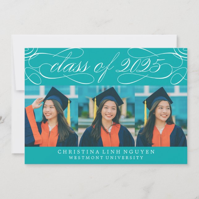 ELEGANT SCRIPT CLASS OF 2025 PHOTO GRADUATION INVITATION (Front)