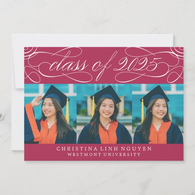 ELEGANT SCRIPT CLASS OF 2025 PHOTO GRADUATION INVITATION (Front)