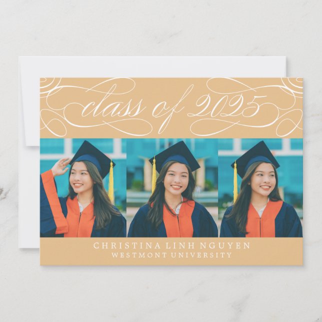 ELEGANT SCRIPT CLASS OF 2025 PHOTO GRADUATION INVITATION (Front)