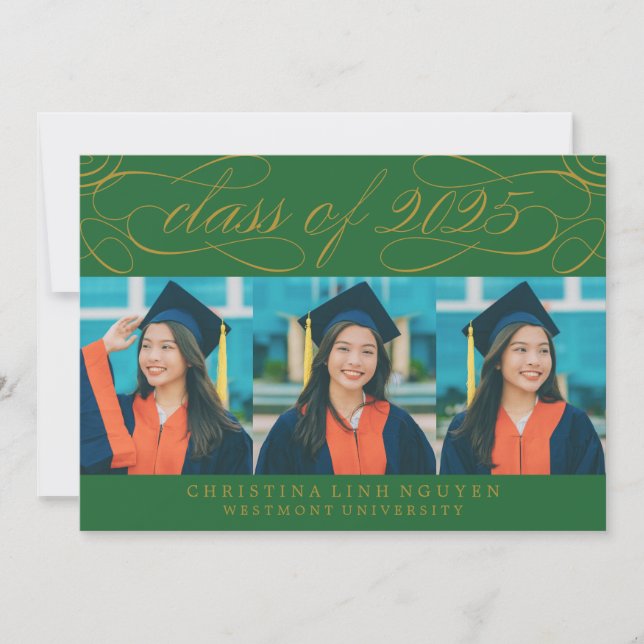 ELEGANT SCRIPT CLASS OF 2025 PHOTO GRADUATION INVITATION (Front)