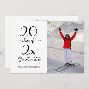 Elegant Script Class of Photo Graduation Party Invitation