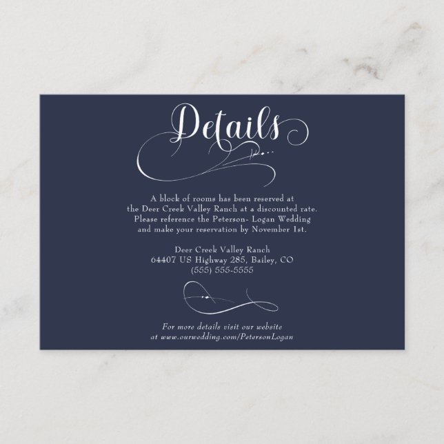 Elegant Script Classic Wedding Details Enclosure Card (Front)
