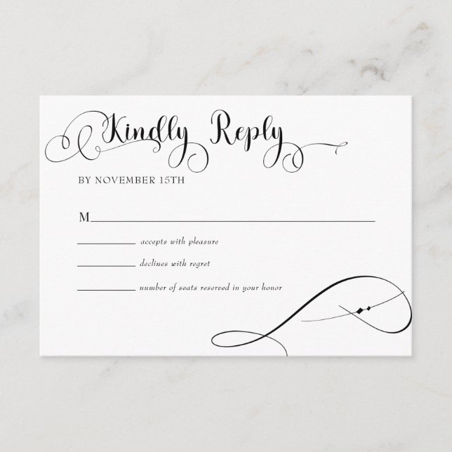 Elegant Script Classic Wedding Reply Enclosure Card (Front)