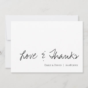 Elegant Script Classy Black & White Love & Thanks Thank You Card