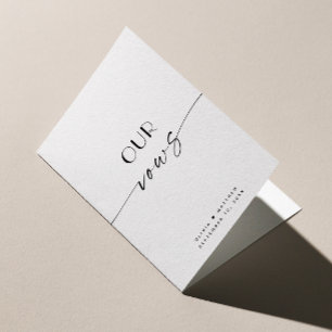Elegant script clean minimalist wedding. Our Vows Card
