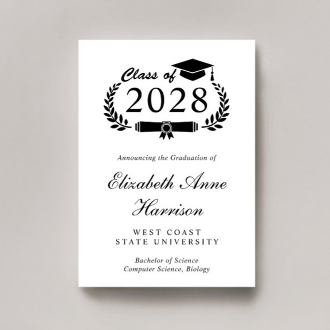 Elegant Script College Graduation Announcement (An elegant college graduation announcement to celebrate the graduate's achievements)