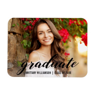 Elegant Script College Graduation Announcement Magnet