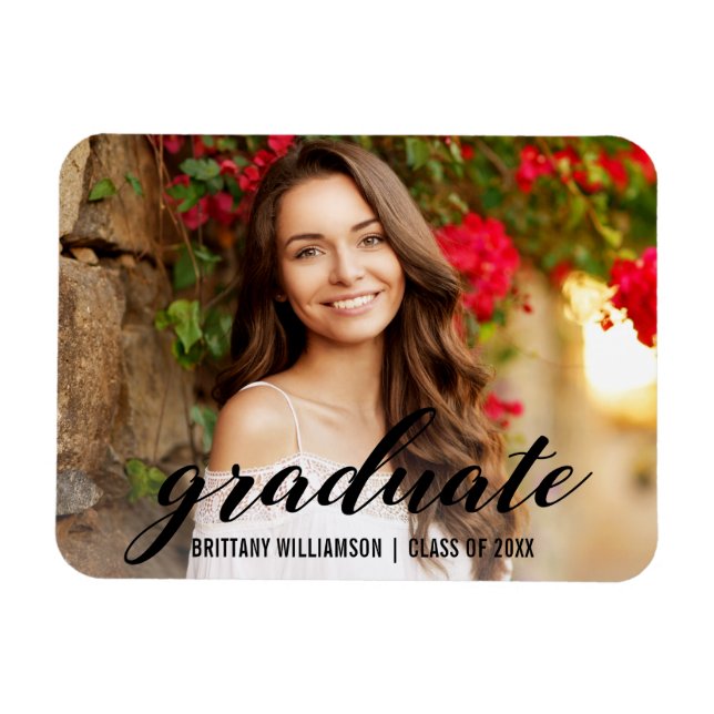 Elegant Script College Graduation Announcement Magnet (Horizontal)