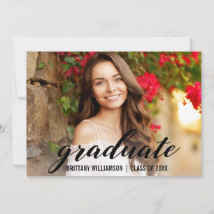 Elegant Script College Graduation Photo Announcement