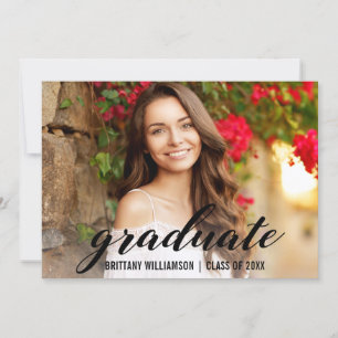 Elegant Script College Graduation Photo Announcement