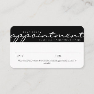 Elegant Script Colour Block Black White Appointmen Business Card