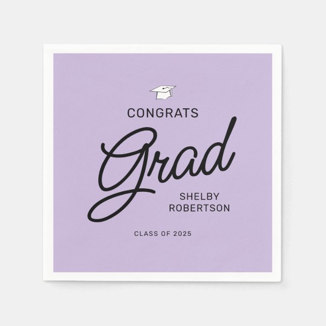 Elegant Script Congrats Grad Graduation Party Napkin (Front)