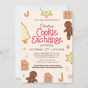 Elegant Script Cookie Exchange Christmas Party Inv Invitation