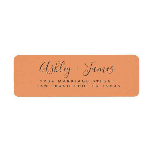 Elegant Script Copper Wedding Return Address Label (Front)