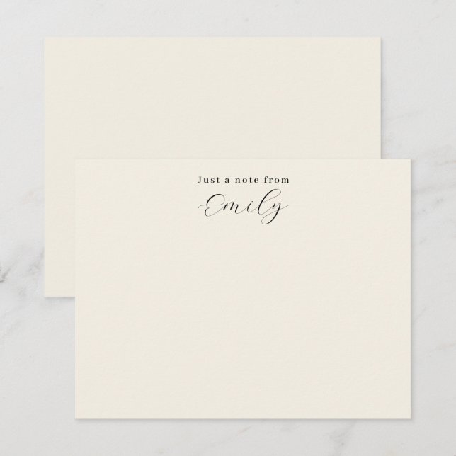 Elegant Script Cream Personalised Flat Card (Front/Back)