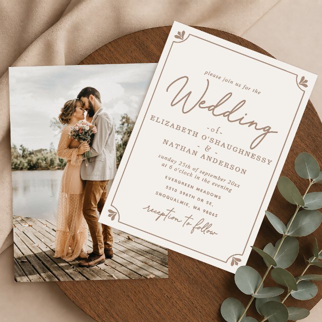 Elegant Script Cream Photo Wedding Invitation (Creator Uploaded)
