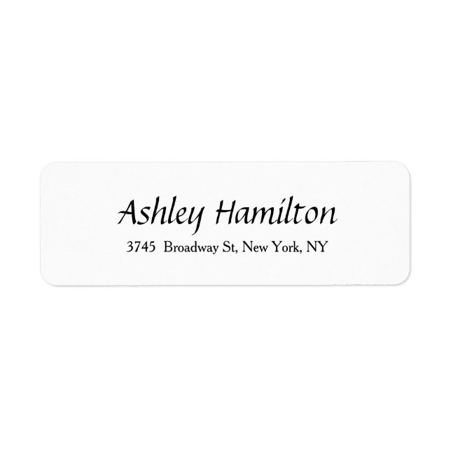 Elegant Script Creative Plain Black White Return Address Label (Front)
