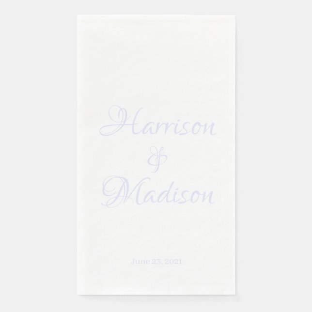Elegant Script Custom Couple Names Date Wedding Napkin (Front)