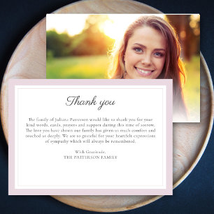 Elegant Script Custom Message Funeral Photo Thank You Card