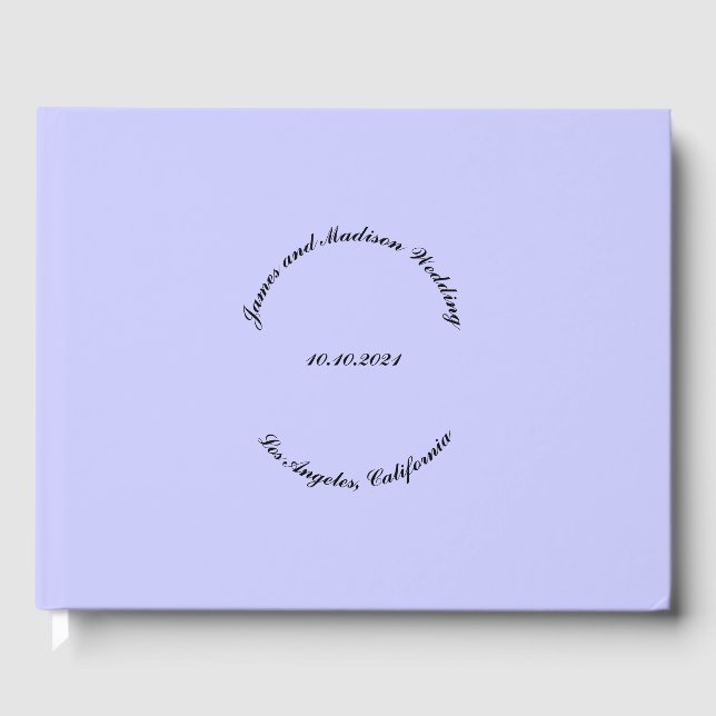 Elegant Script Custom Name date lavender wedding Guest Book (Front)