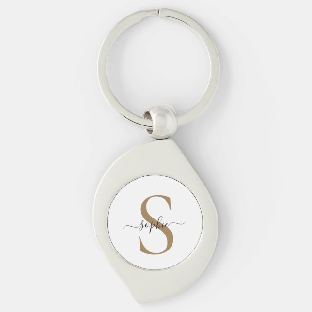 Elegant Script Custom Name Personalised Gift Key Ring (Front)