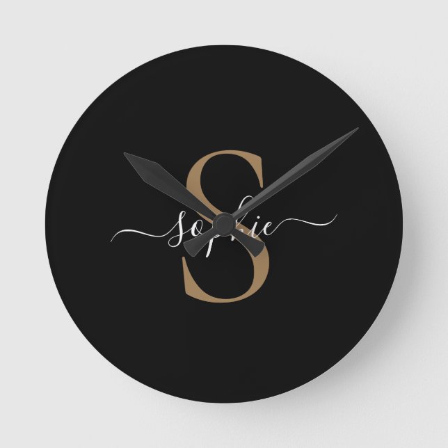 Elegant Script Custom Name Personalised Gift Round Clock (Front)