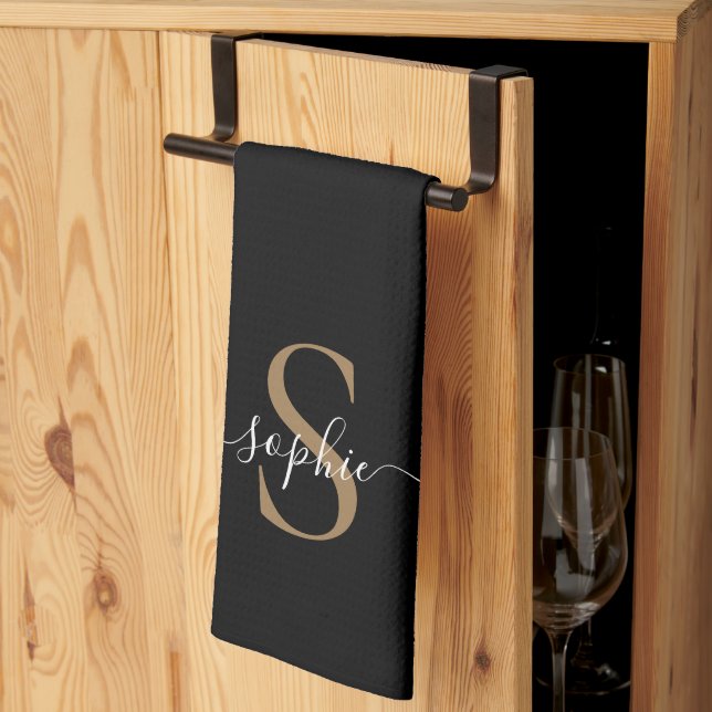 Elegant Script Custom Name Personalised Gift Tea Towel (Thirds Fold)