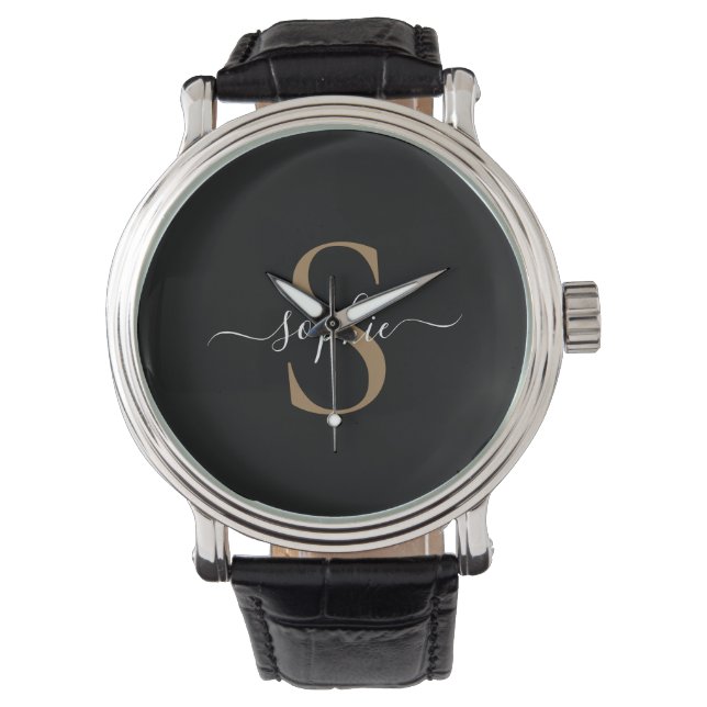 Elegant Script Custom Name Personalised Gift Watch (Front)