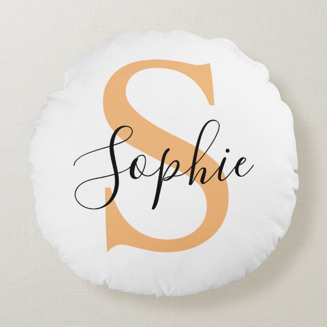 Elegant Script Custom Name Personalized Gift Round Cushion (Front)